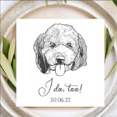 Eenvoudig ik doe te hond hand tekening bruiloft servet