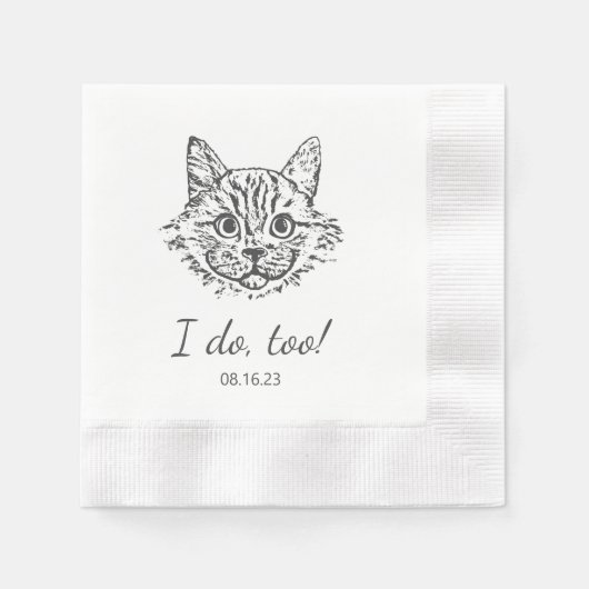 Eenvoudig ik doe te kat hand tekening bruiloft servet (Voorkant)