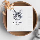 Eenvoudig ik doe te kat hand tekening bruiloft servet