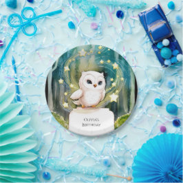 Eenvoudig in de Bossen Uil Verjaardag Papieren Bordje