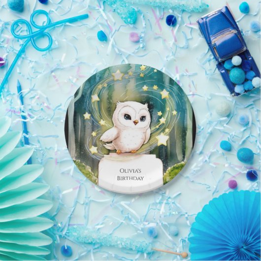 Eenvoudig in de Bossen Uil Verjaardag Papieren Bordje (Feest)