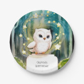 Eenvoudig in de Bossen Uil Verjaardag Papieren Bordje (Voorkant)
