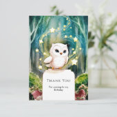 Eenvoudig In het Hout Uil Verjaardag Bedankkaart (Staand voorkant)