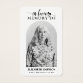 Eenvoudig in liefdevolle herinnering Foto begrafen Visitekaartje (Voorkant)
