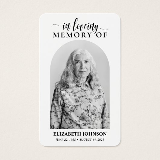 Eenvoudig in liefdevolle herinnering Foto begrafen Visitekaartje (Voorkant)