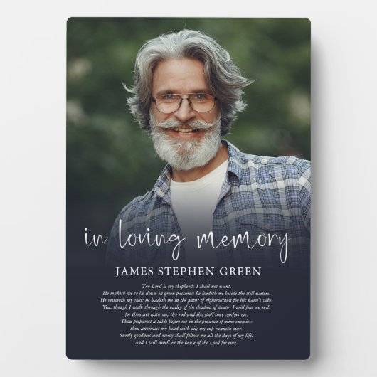 Eenvoudig In Loving Memory Psalm Herdenkingsfoto Fotoplaat (voorkant)