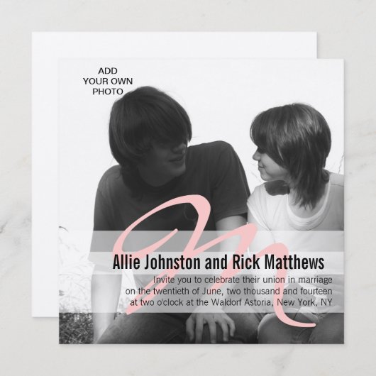 Eenvoudig Initiaal Foto Weddenschap Silver Kaart (Voorkant / Achterkant)