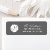 Eenvoudig Initiaal monogram grijs retourlabel Etiket (Insitu)