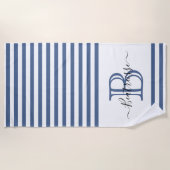 Eenvoudig Initiaal van een blauw marinemonogram Strandlaken (Voorkant)