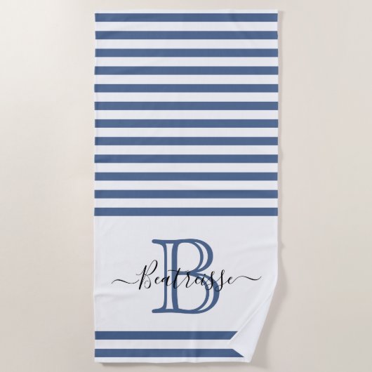 Eenvoudig Initiaal van een blauw marinemonogram Strandlaken (Voorkant)