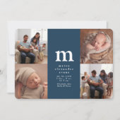 Eenvoudig initiaal vier foto-inkuilblauw aankondiging (Voorkant)