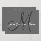 Eenvoudig Initiaal Weddenschap Names Grey Kaart (Voorkant / Achterkant)
