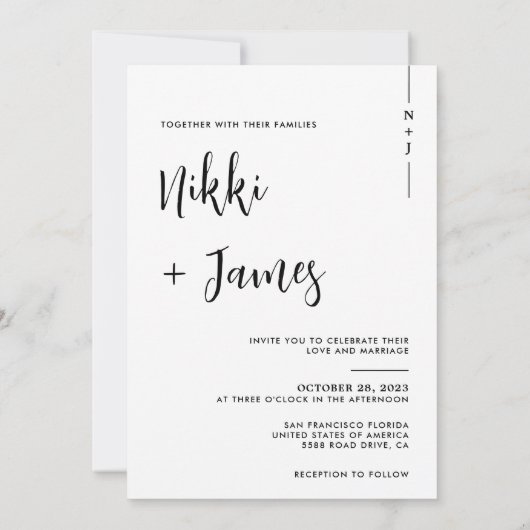 Eenvoudig Initialen Script Photo Weddenschap Kaart (Achterkant)