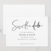 Eenvoudig inktscript Handgeschreven Save the Date- Date (Voorkant / Achterkant)