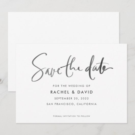 Eenvoudig inktscript Handgeschreven Save the Date- Date (Voorkant / Achterkant)