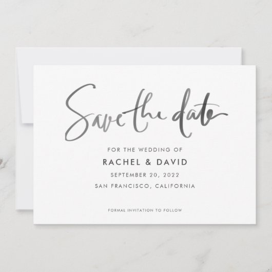 Eenvoudig inktscript Handgeschreven Save the Date- Save The Date (Voorkant)