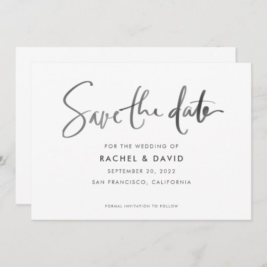 Eenvoudig inktscript Handgeschreven Save the Date- Save The Date (Voorkant / Achterkant)