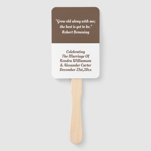 Eenvoudig Inspirerend Liefde Quote Huwelijk Handwaaier (Voorkant)