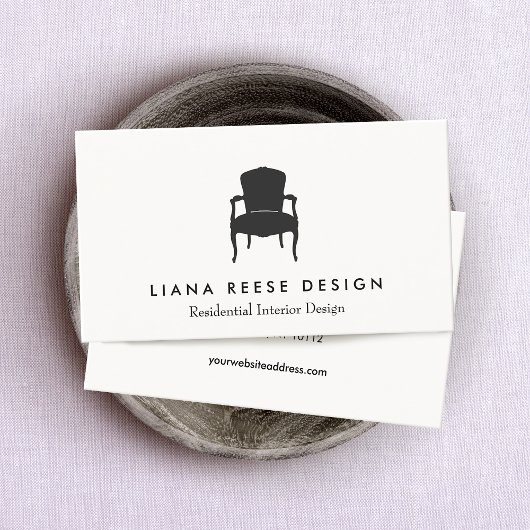 Eenvoudig Interieurontwerp Franse Stoel Logo Cream Visitekaartje
