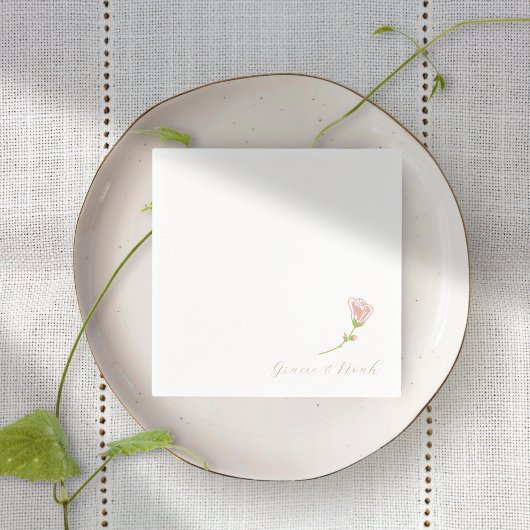 Eenvoudig Ivoor & Blush Roos | witte servetten