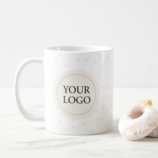 Eenvoudig Ivoor Minimal Business Logo Aangepast Koffiemok (Met donut)