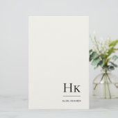 Eenvoudig ivoor monogram Monogram gepersonaliseerd Briefpapier (Staand voorkant)