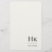 Eenvoudig ivoor monogram Monogram gepersonaliseerd Briefpapier (Voorkant)