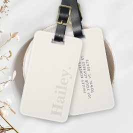 Eenvoudig Ivoor Wit Modern Monogram Naam Bagagelabel