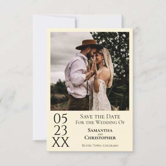 Eenvoudig Ivory Cream Modern Minimal Photo Wedding Save The Date (Voorkant)