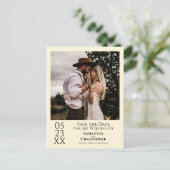 Eenvoudig Ivory Cream Weddenschap Save the Date Ph Briefkaart (Staand voorkant)