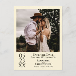 Eenvoudig Ivory Cream Weddenschap Save the Date Ph Briefkaart