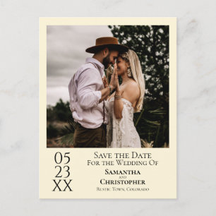 Eenvoudig Ivory Cream Weddenschap Save the Date Ph Briefkaart