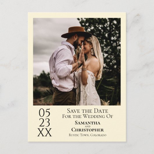 Eenvoudig Ivory Cream Weddenschap Save the Date Ph Briefkaart (Voorkant)