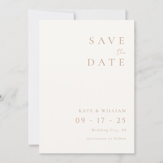 Eenvoudig Ivory Elegant Minimalist Modern Wedding Save The Date (Voorkant)