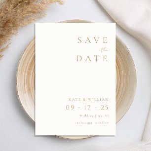 Eenvoudig Ivory Elegant Minimalist Modern Wedding Save The Date