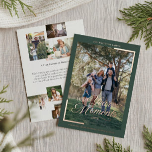 Eenvoudig Jaar in Momenten Familie Foto Kerstmis Folie Feestdagenkaart