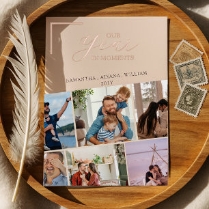 Eenvoudig Jaar in Momenten Familie Foto Kerstmis Folie Uitnodiging