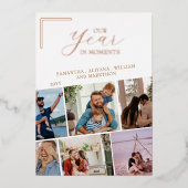 Eenvoudig Jaar In Momenten Familiefoto Kerstmis Folie Feestdagenkaart (Voorkant)