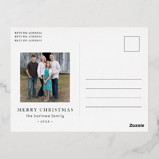 Eenvoudig Jaar in Review Foto Modern Kerstfeest Folie Feestdagen Briefkaart (Achterkant)