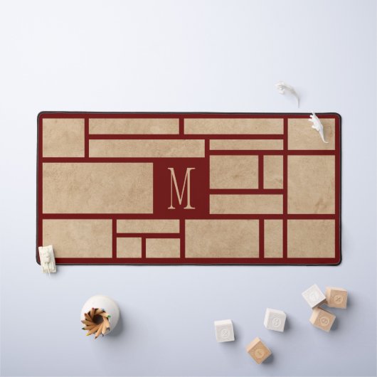 Eenvoudig Japans Stijl Rood Monogram Bureaumat (Kindertafel)