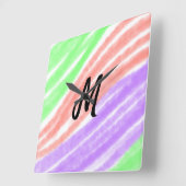 Eenvoudig jouw namen toevoegen Tekst Monogram Post Vierkante Klok (Hoek)