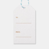 Eenvoudig JOY Copper Metallic Minimalist Holiday Cadeaulabel (Achterkant)