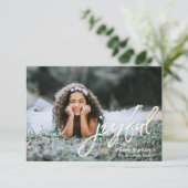 Eenvoudig Joyful met patroon terug Fotokerst Kaart (Staand voorkant)