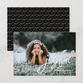 Eenvoudig Joyful met patroon terug Fotokerst Kaart