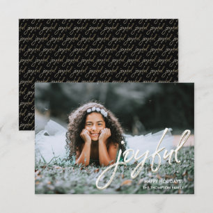 Eenvoudig Joyful met patroon terug Fotokerst Kaart