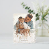 Eenvoudig Joyful Roos Gold voor moddertypografie Feestdagenkaart (Staand voorkant)