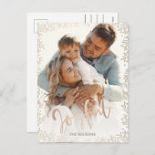 Eenvoudig Joyful Roos Gold voor moddertypografie Feestdagenkaart (Voorkant / Achterkant)