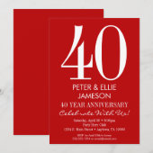 Eenvoudig Jubileum voor rood en wit Kaart (Voorkant / Achterkant)