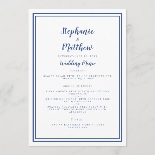 Eenvoudig kabelmenu Klassiek blauw beeld Menu (Voorkant)