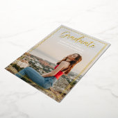 Eenvoudig kader gouden script foto afstuderen folie uitnodiging (Gedraaid)